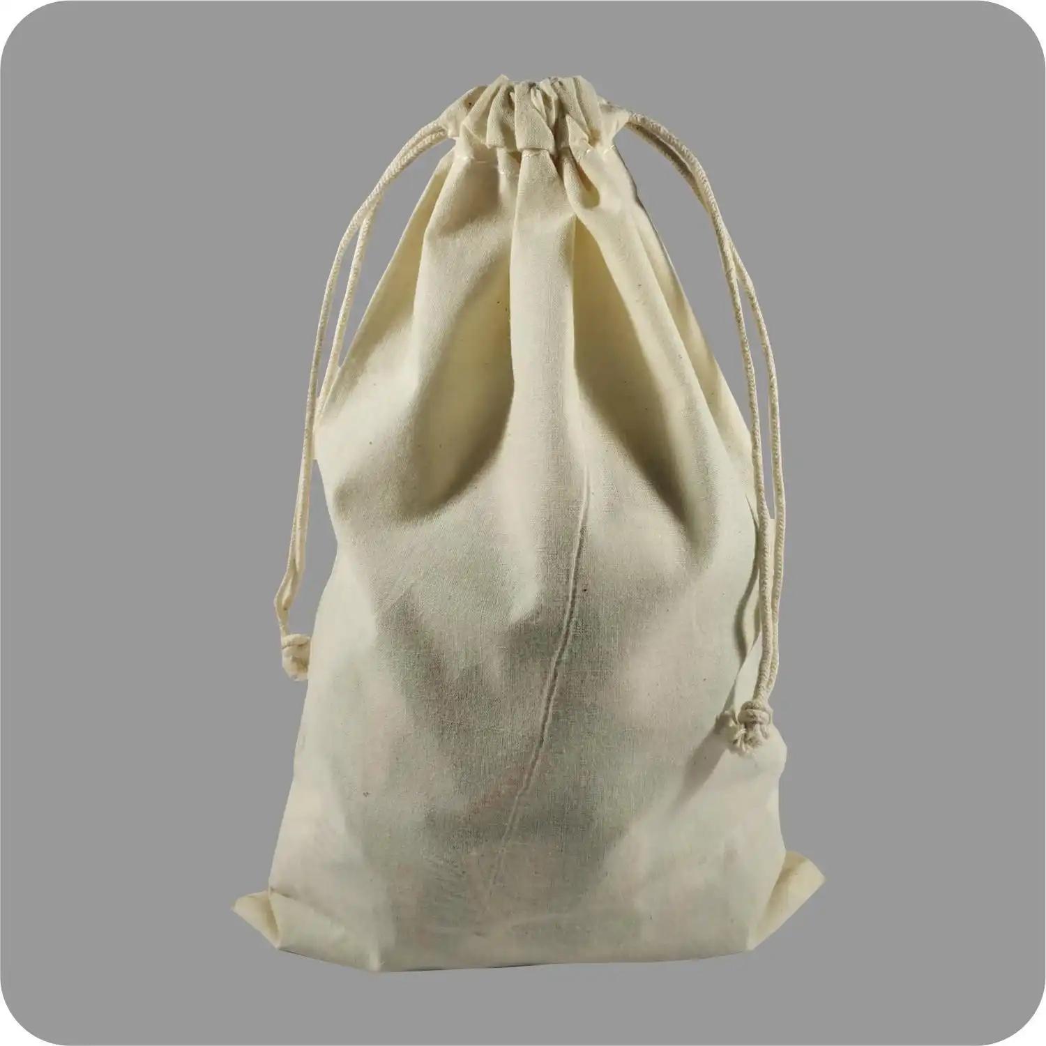 8x10 Inch Fine Quality 100% Cotton Drawstring Pouch (Pack of 50)
